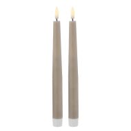 Amalfi Hughe LED Flickering Taper Candle 2pcs Set Rustic Taupe 2x2x24cm