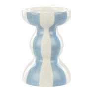 Emporium Lane Stripe Candle Holder Small Blue & White 9.5x9.5x14cm