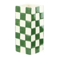 Emporium Lulu Collection Check Vase Square Green 9.5x9.5x19.8cm