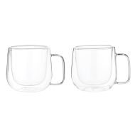 Leaf & Bean Double Wall Glasses with Handle 300ml 2pcs Set Clear 12x8.6x10cm