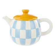 Emporium Check Teapot 700ml Blue & Orange 20.5x14x13cm