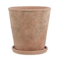 Rogue Chinon Round Pot With Saucer Large Terracotta 26x26x26cm