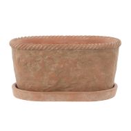 Rogue Chinon Oval Pot With Saucer Terracotta 27x16x13cm