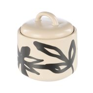 Leaf & Bean Freya Sugar Pot 350ml Oat & Black 9x9x8cm