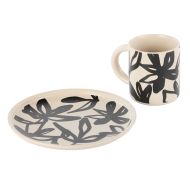 Leaf & Bean Freya Mug & Side Plate 2pcs Set Oat & Black 12x9x10cm/21.5x21.5x3cm