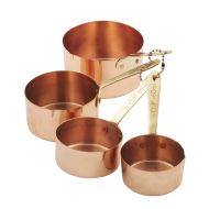 Academy Copper Plated Measuring Cups With Brass Handles 4pcs Set Brass & Copper