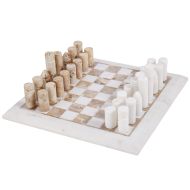 Grand Designs Marble Inlay Chess Set White/ Brown 31x31x20cm