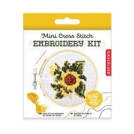 Kikkerland Mini Cross Stitch Embroidery Kit - Sunflower Multi-Coloured 8.5x9.5x10cm
