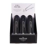 The Executive Collection 6 in 1 Pen Tool in a Tin (12 Disp) Silver 17.8x3.8x1.9cm