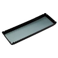 MasterPro Non-Stick Loose Base Fluted Rectangular Flan/Quiche Tin Black 36x13x3cm