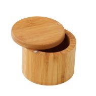 MasterPro Bamboo Round Salt Box Natural 9x9x7cm