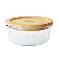 Pebbly Mixing Bowl with Bamboo Lid Transparent 23x23x12cm/2.6L