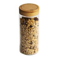 Pebbly Round Canister with Bamboo Lid Transparent 8.5x8.5x17cm/650ml