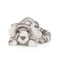 Jellycat Sacha Snow Tiger Little Grey & White L8xW29xH8cm