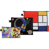 LOQI Delaunay Kandinsky Mondrian Zip Pockets 3pcs Set Multi-Coloured 32x25cm/27x20cm/23x13cm