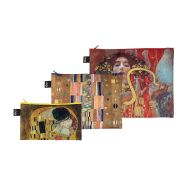 LOQI Gustav Klimt Zip Pockets 3pcs Set Multi-Coloured 32x25cm/27x20cm/23x13cm