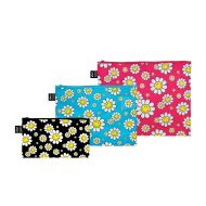 LOQI Smiley Flowers Zip Pockets 3pcs Set Multi-Coloured