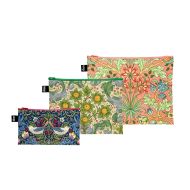 LOQI William Morris Zip Pockets 3pcs Set Multi-Coloured 32x25cm/27x20cm/23x13cm